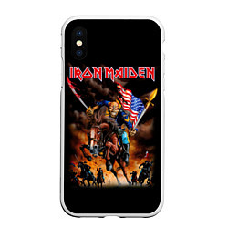 Чехол iPhone XS Max матовый Iron Maiden: USA Warriors, цвет: 3D-белый