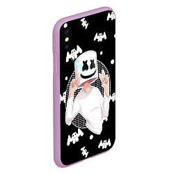 Чехол iPhone XS Max матовый Marshmello: Black Gang, цвет: 3D-сиреневый — фото 2
