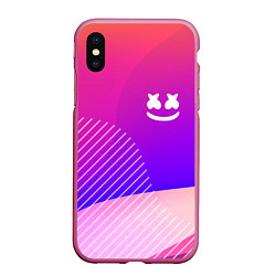 Чехол iPhone XS Max матовый Marshmello: Colour Geometry, цвет: 3D-малиновый