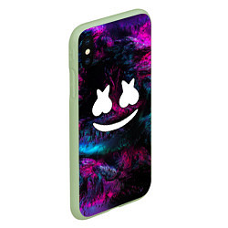 Чехол iPhone XS Max матовый Marshmello NEON, цвет: 3D-салатовый — фото 2