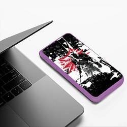 Чехол iPhone XS Max матовый Силуэт Ведьмака, цвет: 3D-фиолетовый — фото 2