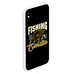 Чехол iPhone XS Max матовый Fishing is my Cardio, цвет: 3D-белый — фото 2
