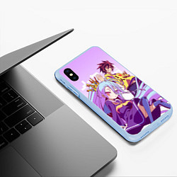 Чехол iPhone XS Max матовый No Game No Life, цвет: 3D-голубой — фото 2