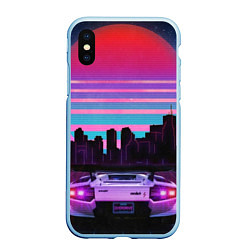 Чехол iPhone XS Max матовый Racing 80s, цвет: 3D-голубой