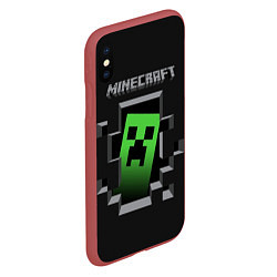 Чехол iPhone XS Max матовый Minecraft Creeper, цвет: 3D-красный — фото 2