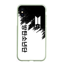 Чехол iPhone XS Max матовый BTS: White & Black, цвет: 3D-салатовый