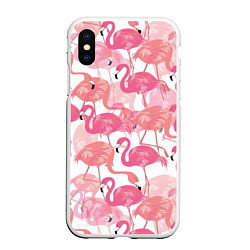 Чехол iPhone XS Max матовый Рай фламинго, цвет: 3D-белый