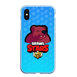 Чехол iPhone XS Max матовый Bear: Brawl Stars, цвет: 3D-голубой