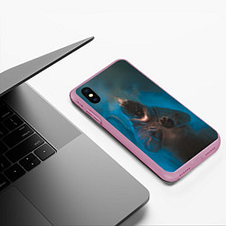 Чехол iPhone XS Max матовый Blue Godzilla, цвет: 3D-розовый — фото 2