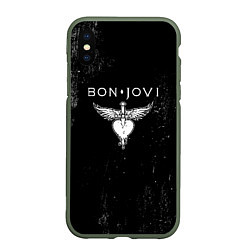 Чехол iPhone XS Max матовый Bon Jovi, цвет: 3D-темно-зеленый