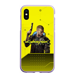 Чехол iPhone XS Max матовый CYBERPUNK 2077, цвет: 3D-светло-сиреневый