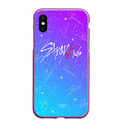 Чехол iPhone XS Max матовый STRAY KIDS АВТОГРАФЫ, цвет: 3D-фиолетовый