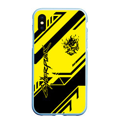 Чехол iPhone XS Max матовый Cyberpunk 2077: Yellow Samurai, цвет: 3D-голубой