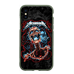 Чехол iPhone XS Max матовый Metallica - кричащий скелет