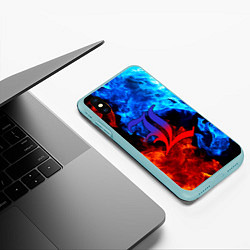 Чехол iPhone XS Max матовый L letter fire, цвет: 3D-мятный — фото 2