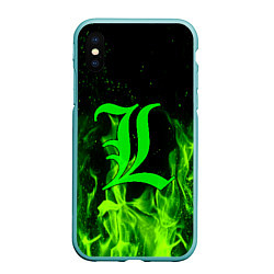 Чехол iPhone XS Max матовый L letter flame, цвет: 3D-мятный