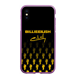 Чехол iPhone XS Max матовый Billie Eilish: Yellow & Black Autograph, цвет: 3D-фиолетовый