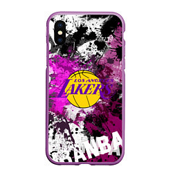 Чехол iPhone XS Max матовый Лос-Анджелес Лейкерс, Los Angeles Lakers, цвет: 3D-фиолетовый