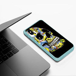 Чехол iPhone XS Max матовый Graffiti - Skull, цвет: 3D-мятный — фото 2