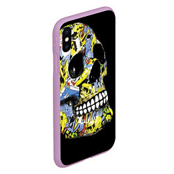 Чехол iPhone XS Max матовый Graffiti - Skull, цвет: 3D-сиреневый — фото 2