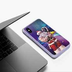 Чехол iPhone XS Max матовый Крутой дед мороз, цвет: 3D-светло-сиреневый — фото 2
