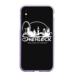 Чехол iPhone XS Max матовый Sherlock, цвет: 3D-светло-сиреневый