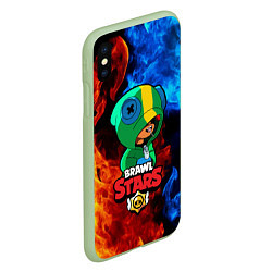 Чехол iPhone XS Max матовый Brawl Stars LEON, цвет: 3D-салатовый — фото 2