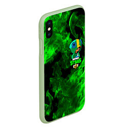 Чехол iPhone XS Max матовый Brawl Stars LEON, цвет: 3D-салатовый — фото 2