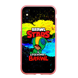 Чехол iPhone XS Max матовый BRAWL STARS LEON, цвет: 3D-баблгам