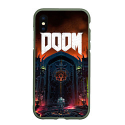 Чехол iPhone XS Max матовый DOOM - Hellgate, цвет: 3D-темно-зеленый