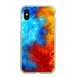 Чехол iPhone XS Max матовый Мульт Битва Огней, цвет: 3D-салатовый