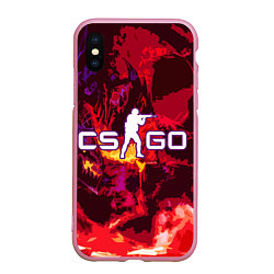 Чехол iPhone XS Max матовый CS GO, цвет: 3D-розовый