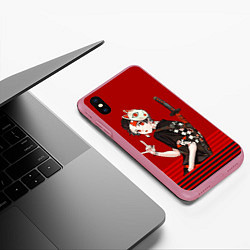 Чехол iPhone XS Max матовый Demon Slayer, цвет: 3D-малиновый — фото 2