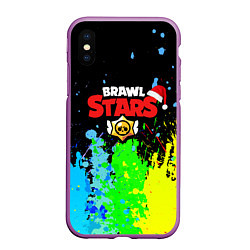 Чехол iPhone XS Max матовый BRAWL STARS, цвет: 3D-фиолетовый