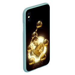 Чехол iPhone XS Max матовый Месси шестикратный, цвет: 3D-мятный — фото 2
