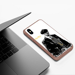 Чехол iPhone XS Max матовый Томас Шелби, цвет: 3D-коричневый — фото 2