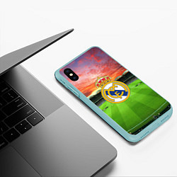 Чехол iPhone XS Max матовый FC Real Madrid, цвет: 3D-мятный — фото 2