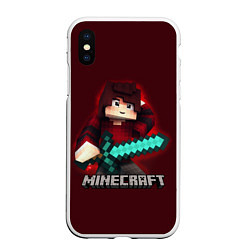 Чехол iPhone XS Max матовый MINECRAFT, цвет: 3D-белый