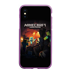 Чехол iPhone XS Max матовый MINECRAFT, цвет: 3D-фиолетовый