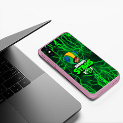 Чехол iPhone XS Max матовый BRAWL STARS LEON, цвет: 3D-розовый — фото 2