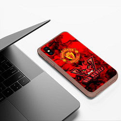 Чехол iPhone XS Max матовый Manchester United, цвет: 3D-коричневый — фото 2