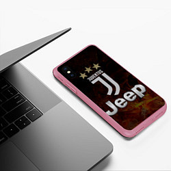 Чехол iPhone XS Max матовый Ювентус, цвет: 3D-малиновый — фото 2