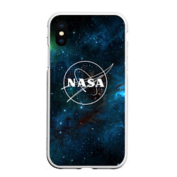 Чехол iPhone XS Max матовый NASA, цвет: 3D-белый