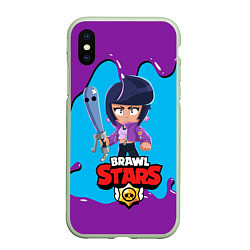 Чехол iPhone XS Max матовый BRAWL STARS BIBI, цвет: 3D-салатовый