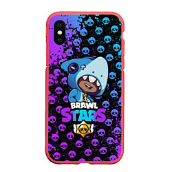 Чехол iPhone XS Max матовый Brawl Stars LEON SHARK