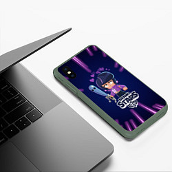 Чехол iPhone XS Max матовый BRAWL STARS BIBI, цвет: 3D-темно-зеленый — фото 2