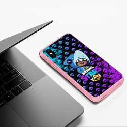 Чехол iPhone XS Max матовый Brawl Stars LEON SHARK, цвет: 3D-баблгам — фото 2