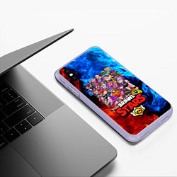 Чехол iPhone XS Max матовый BRAWL STARS ВСЕ ПЕРСОНАЖИ, цвет: 3D-светло-сиреневый — фото 2