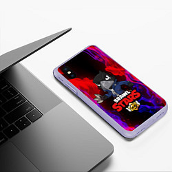 Чехол iPhone XS Max матовый Brawl Stars CROW, цвет: 3D-светло-сиреневый — фото 2