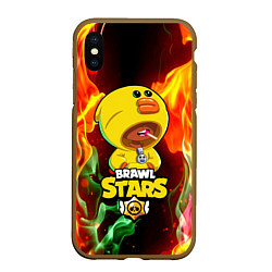 Чехол iPhone XS Max матовый Brawl Stars SALLY LEON, цвет: 3D-коричневый